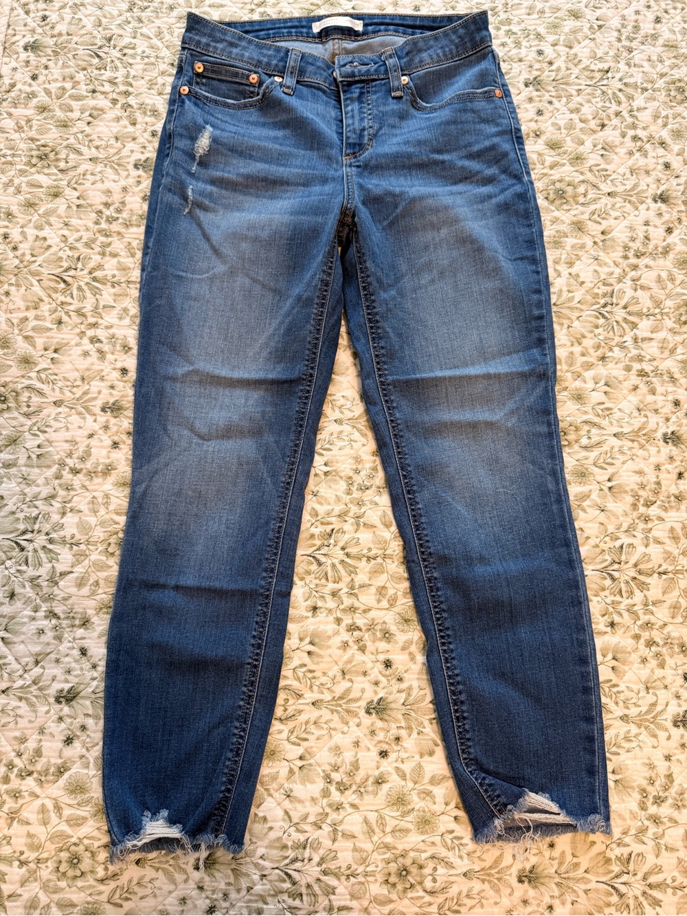 LC Lauren Conrad Blue Boyfriend Jeans with Distressed Hem
